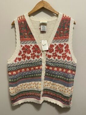 NWT Cottage Essentials By Northern Reflections XL Floral Ramie Cotton Vest